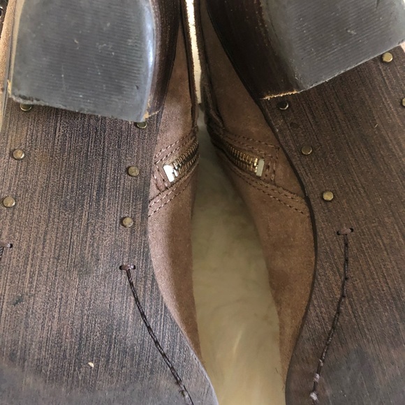 Sam Edelman Lucca Four Buckle Suede Block Heel Booties - Picture 7 of 8